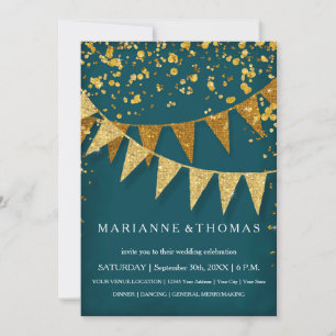 Invitation Bannière moderne Pennant avec Parties scintillant