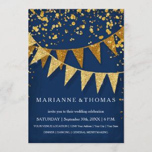 Invitation Bannière moderne Pennant avec Parties scintillant
