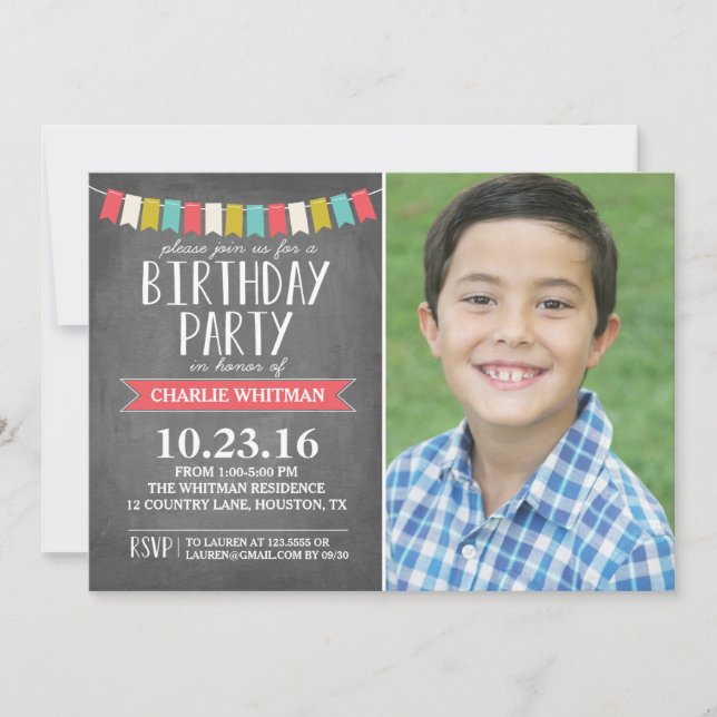 Invitation Bannières de fête d'anniversaire | Anniversaire (Devant)