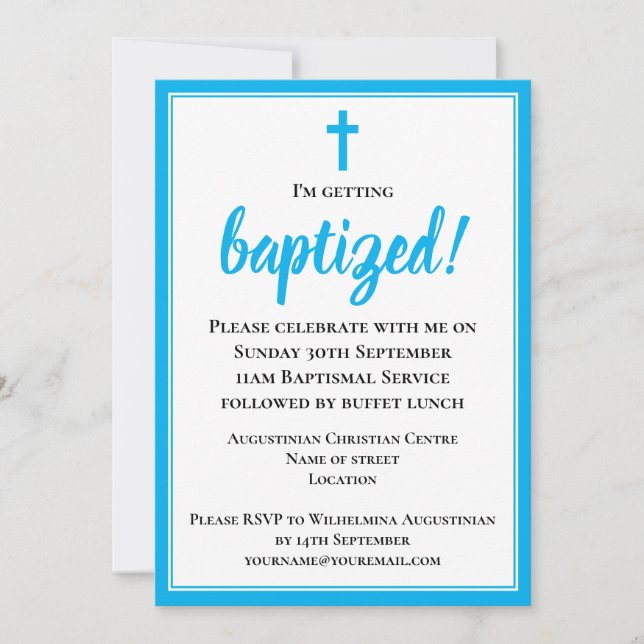 Invitation Baptême adulte moderne et élégant (Devant)