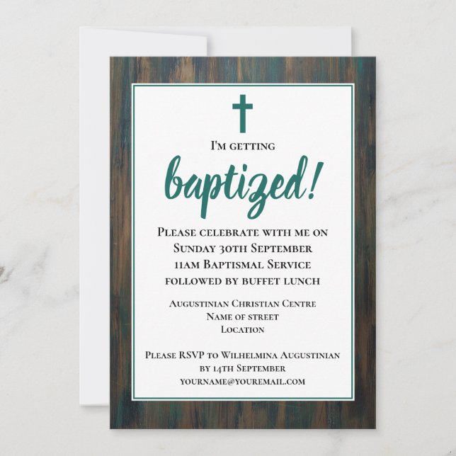 Invitation Baptême adulte rustique (Devant)