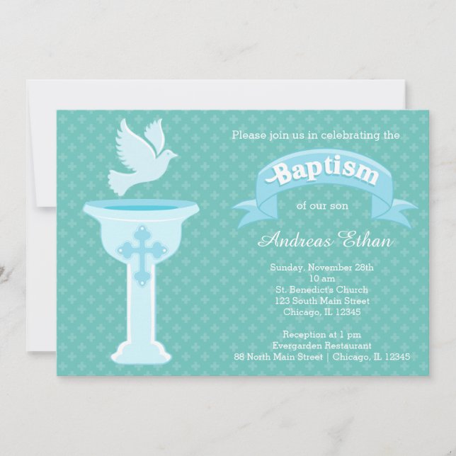 Invitation Baptême bébé * choisir la couleur arrière - plan (Devant)