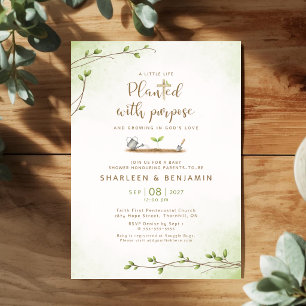 Invitation Baptême Bébé Chrétien Planté Avec Un But