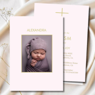 Invitation Baptême bébé élégant minimaliste photo Christening