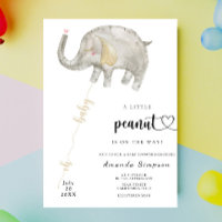 Baptême Bébé Éléphant Ballon Aquarelle