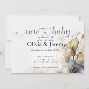 Invitation Baptême bébé floral calla lily bohème aquarelle
