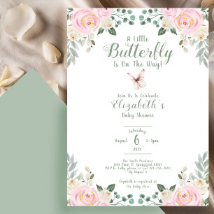 Invitation Baptême Bébé Papillon Mignon Peche
