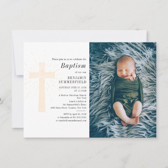Invitation Baptême bébé Photo personnalisée Cérémonie religie (Devant)