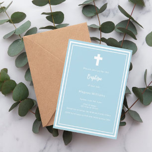 Invitation Baptême bleu clair