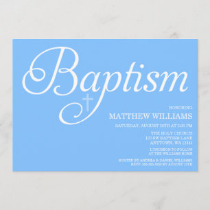 Invitation Baptême bleu doux de manuscrit