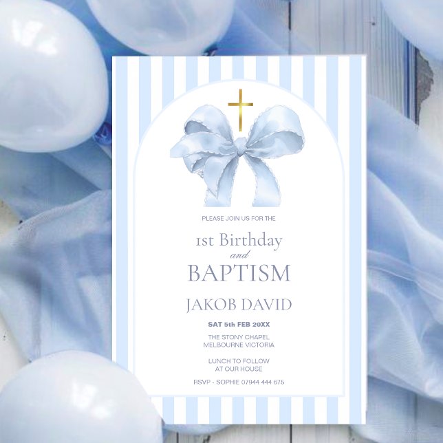 Invitation Baptême Bleu et 1er appel d'anniversaire (Créateur téléchargé)