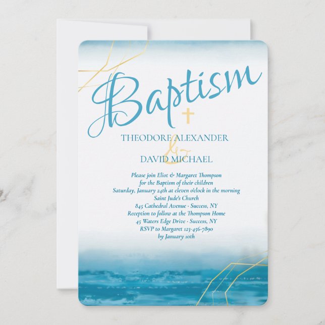 Invitation Baptême Blue Sway (Devant)