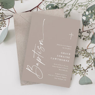 Invitation Baptême Bohème Genre Neutre Écriture Élégante Mode