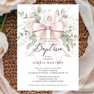 Invitation Baptême Bow & Blossom