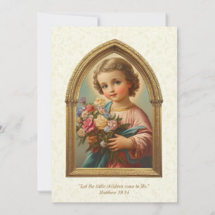 Invitation Baptême catholique Christening Floral Enfant Jésus