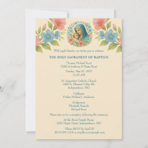 Invitation Baptême catholique Christening Marie Jésus