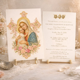 Invitation Baptême catholique Marie Jésus