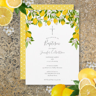 Invitation Baptême Chaturant les citrons floraux