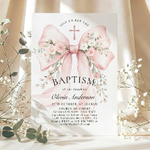 Baptême chrétien élégant d'une fille - Ruban flora