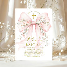 Baptême chrétien élégant d'une fille - Ruban flora