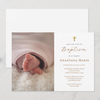 Invitation Baptême chrétien orthodoxe photo minimaliste