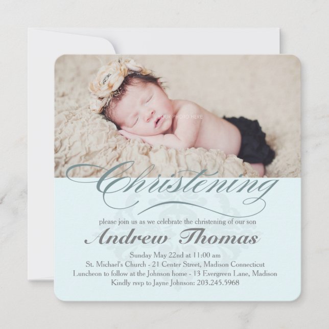 Invitation Baptême Christening Classique (Devant)