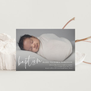 Invitation Baptême & Christening de style écriture moderne re
