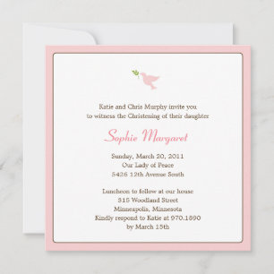 Invitation Baptême/Christening Dove Rose