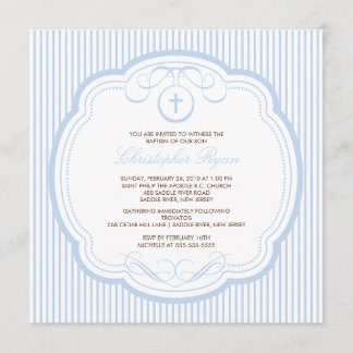 Invitation Baptême croisé bleu doux Inviation de bébé