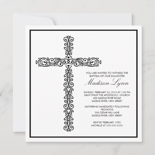 Invitation Baptême croisé Inviation de bébé de baptême de (Devant)