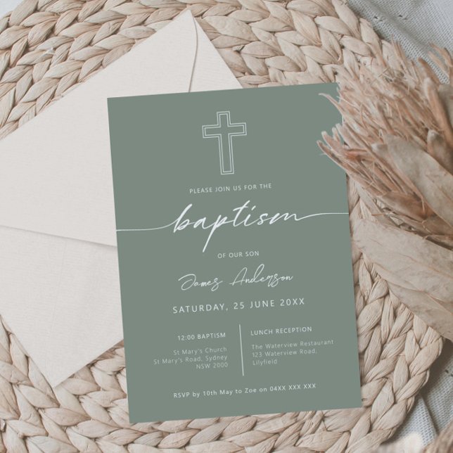 Invitation Baptême croisé simple minimaliste (Créateur téléchargé)