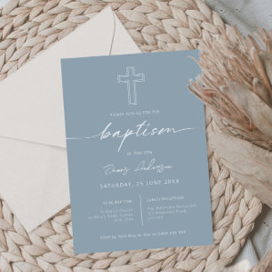 Invitation Baptême croisé simple minimaliste