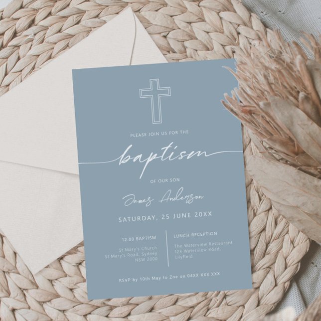 Invitation Baptême croisé simple minimaliste (Créateur téléchargé)