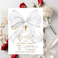 Baptême Croix Perles Points Arc Blanc Élégant