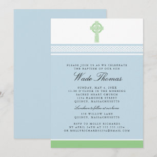 Invitation Baptême Croix Verte