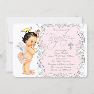 Invitation Baptême d'ange de bébé fille