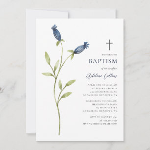 Invitation Baptême d'aquarelle bleue délicate