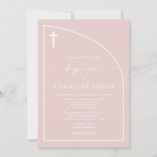 Invitation Baptême d'arc rose roux moderne