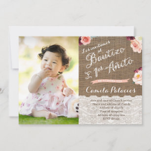 Invitation Baptême d'automne Anniversaire en espagnol, Bautiz