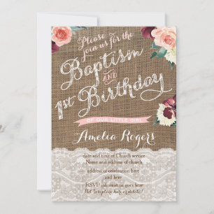 Invitation Baptême D'Automne Première Fête D'Anniversaire Pou