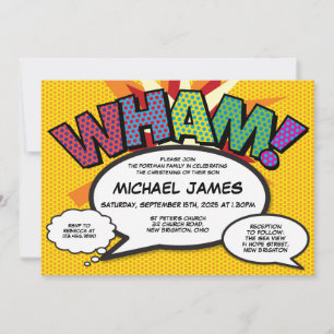 Invitation Baptême de baptême moderne amusant livre de bande 