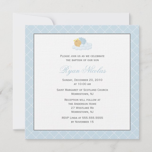 Invitation Baptême de bébé doux (Devant)