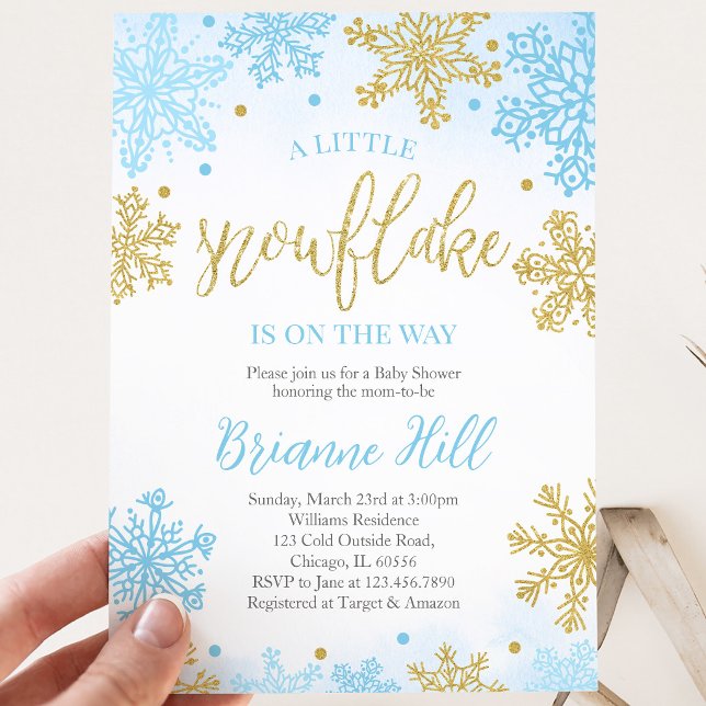 Invitation Baptême de Bébé Flocon de Neige Bleu (Créateur téléchargé)