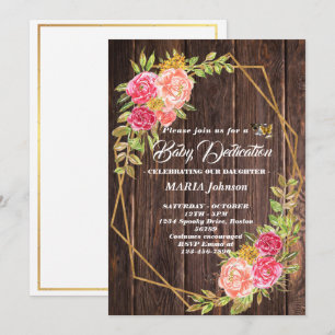 Invitation Baptême de bébé floral aquarelle papillon girly 