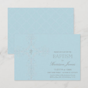 Invitation Baptême de bébé garçon (petit), Initiales