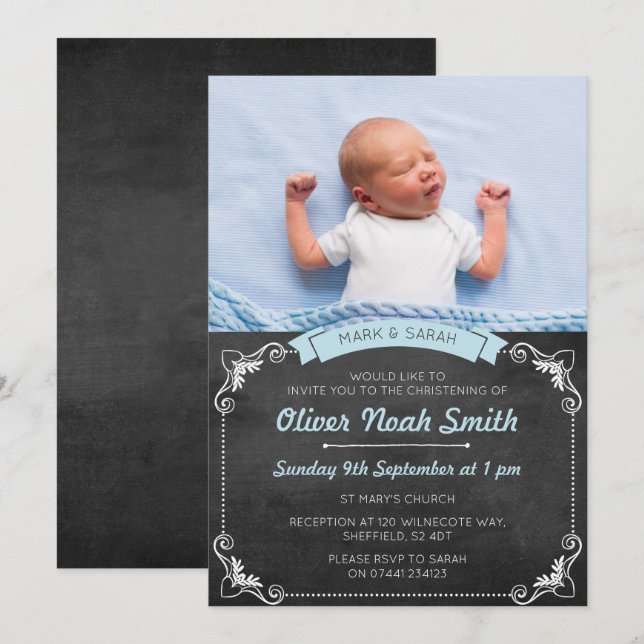 Invitation Baptême de bébé/invitation de baptême (Devant / Derrière)