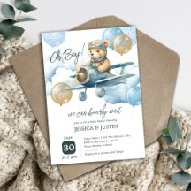 Baptême de bébé Montgolfière Ours en peluche