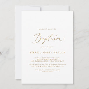 Invitation Baptême de calligraphie or délicate
