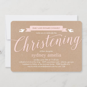 Invitation Baptême de Christening Banner - Pink