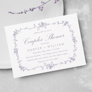 Invitation Baptême de couple floral de lavande française clas